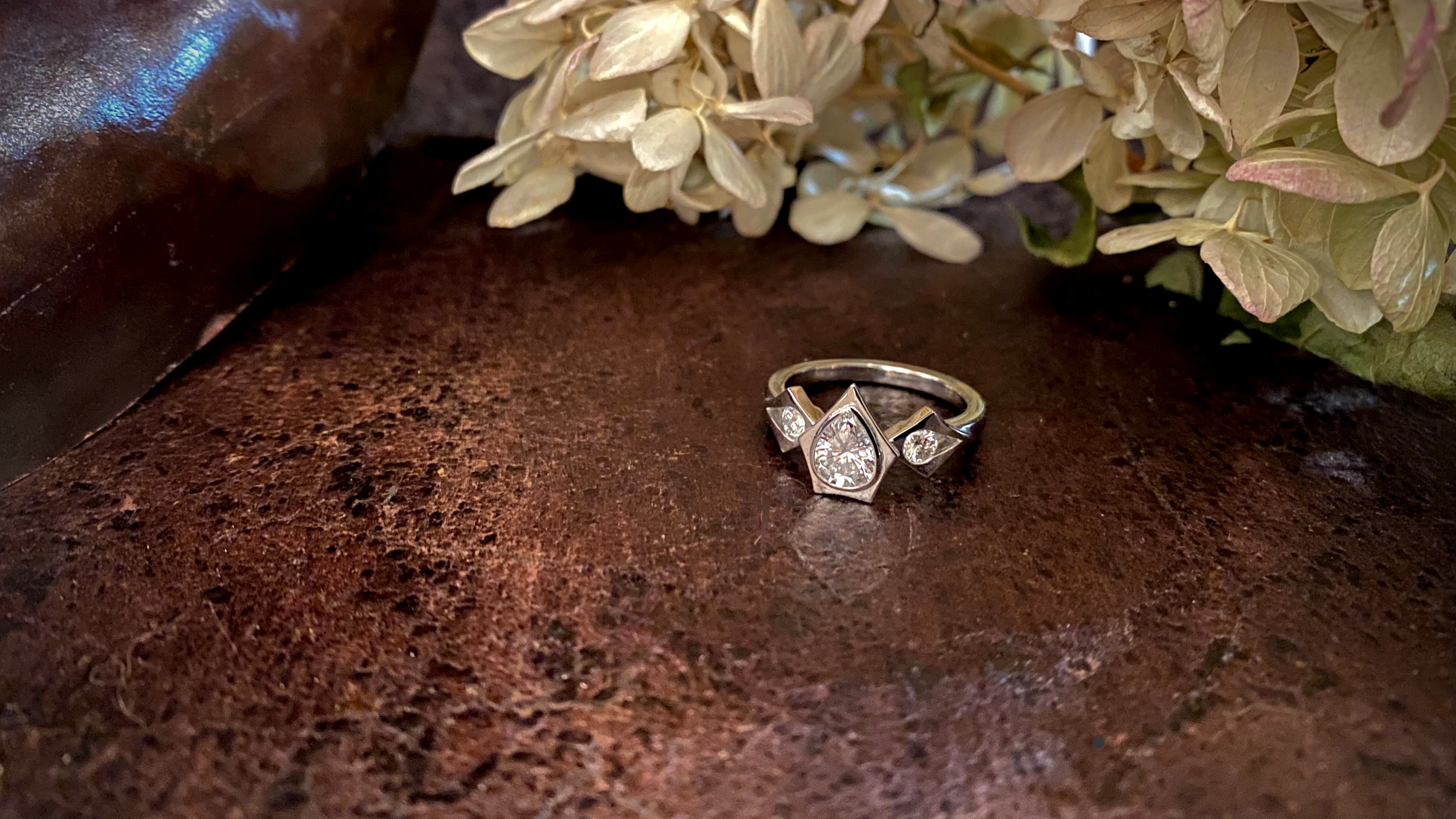 Julia's custom, one-of-a-kind platinum & diamond engagement ring