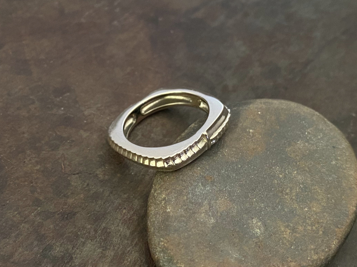Side view of the Standing Seam Stacker Ring from the Silo Series by Sarah Ek Muse